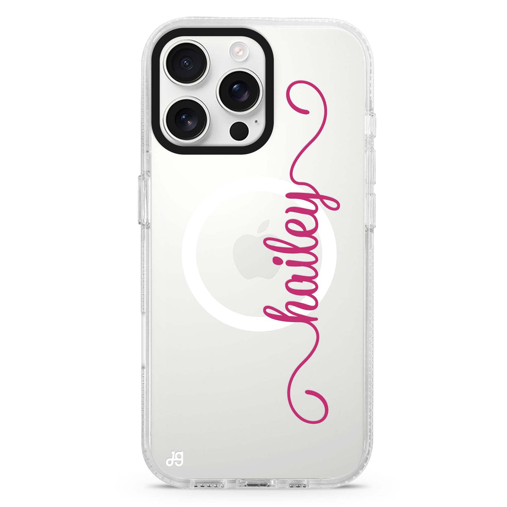 Vertical Cursive Handwritten iPhone 14 Pro MagSafe Compatible Ultra Clear Case