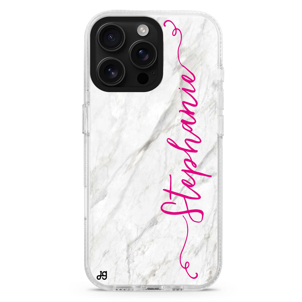 Vertical Cursive & Marble Sleek iPhone 16 Pro & 16 Pro Max Case - Personalized and Stylish Protection