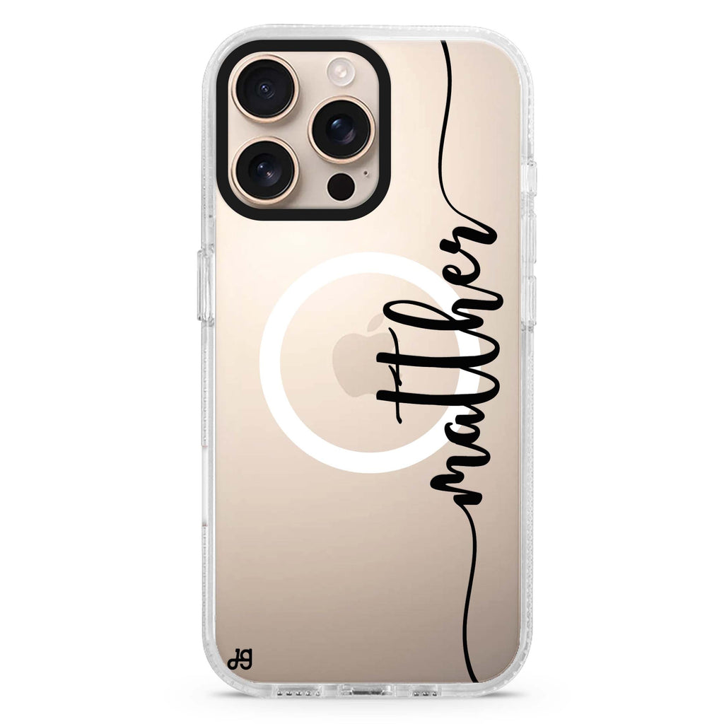 Vertical Script Handwritten Custom iPhone 15 Pro MagSafe Compatible Ultra Clear Case