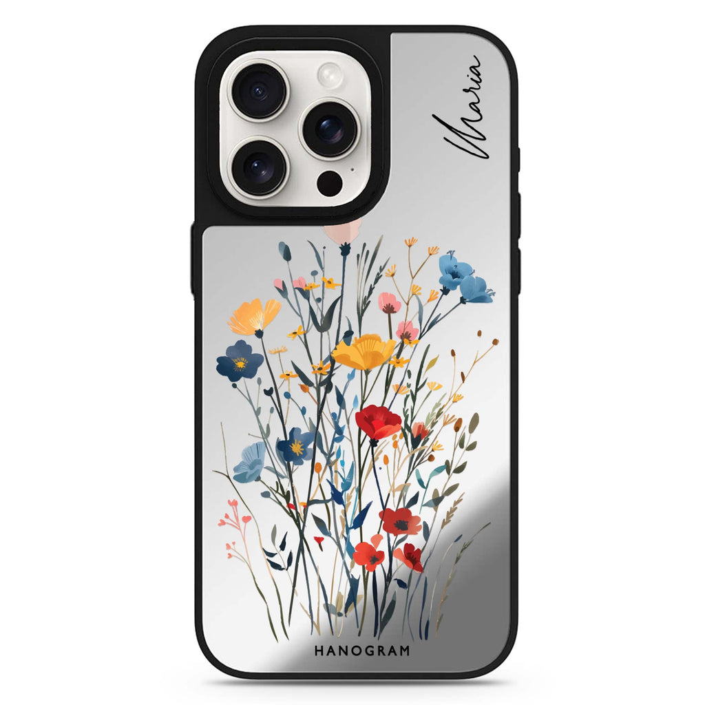 Reflective MagSafe Compatible iPhone 16 Mirror Case – Garden Grace Design