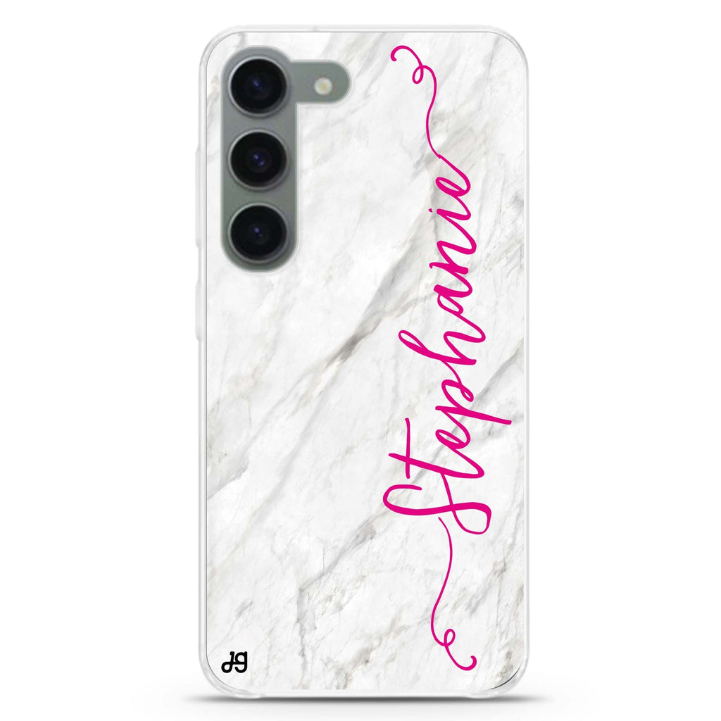 Vertical Cursive & Marble Sleek Samsung Galaxy S23 Plus Case - Personalized and Stylish Protection