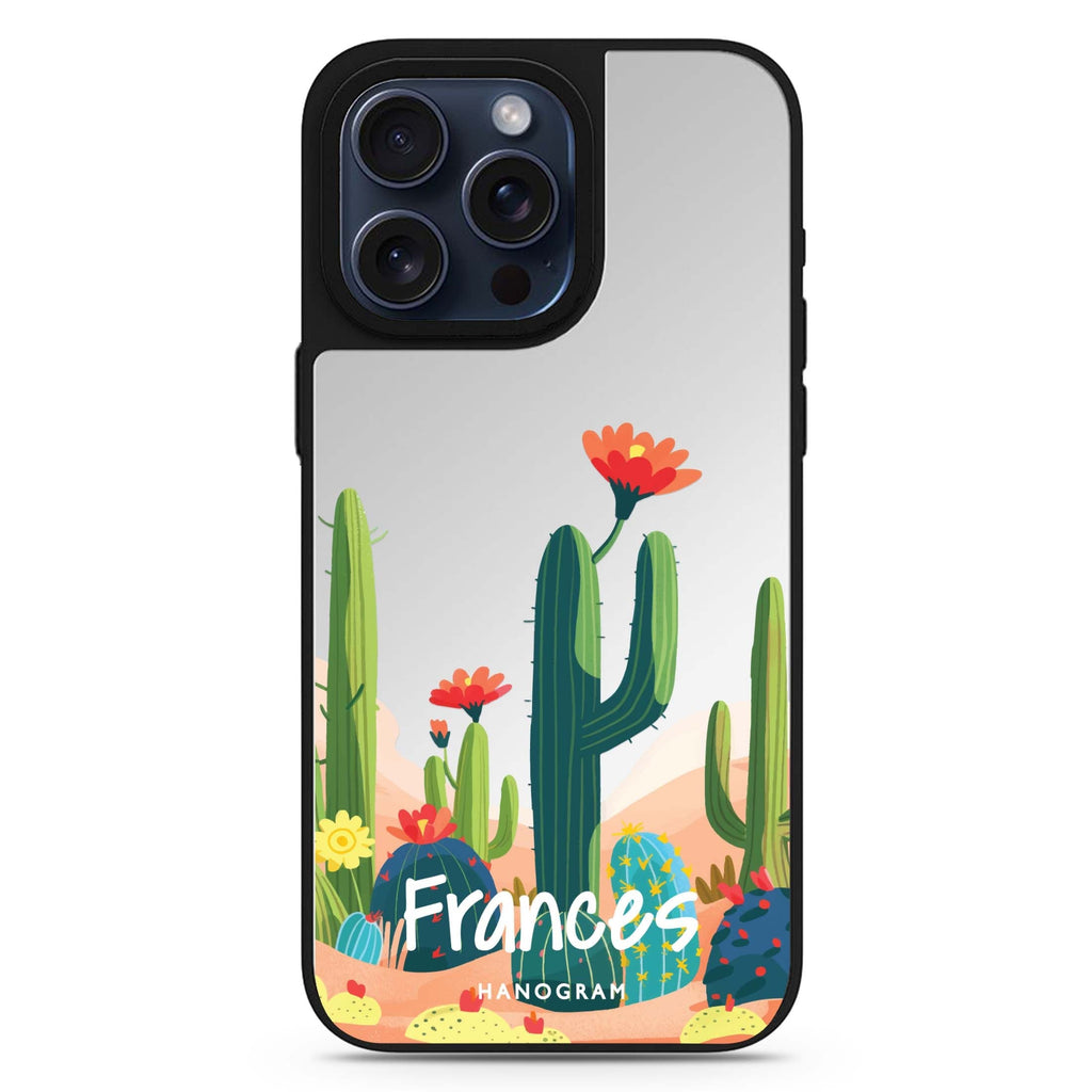 Reflective MagSafe Compatible iPhone 16 Mirror Case – Desert Bloom Design
