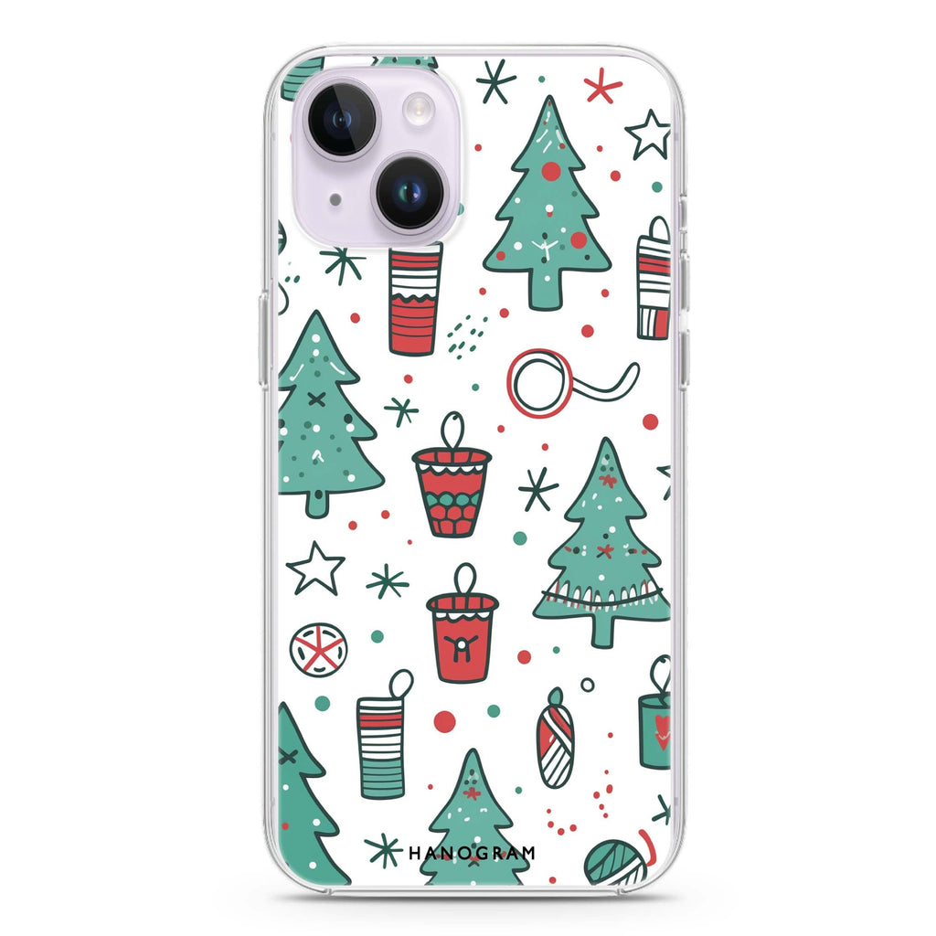 Festive Doodle Art iPhone 13 MagSafe Compatible Ultra Clear Case