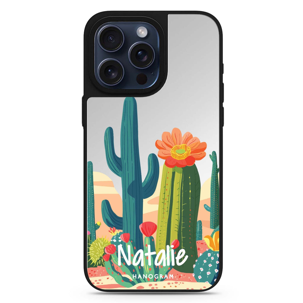 Reflective MagSafe Compatible iPhone 16 Mirror Case – Desert Oasis Design