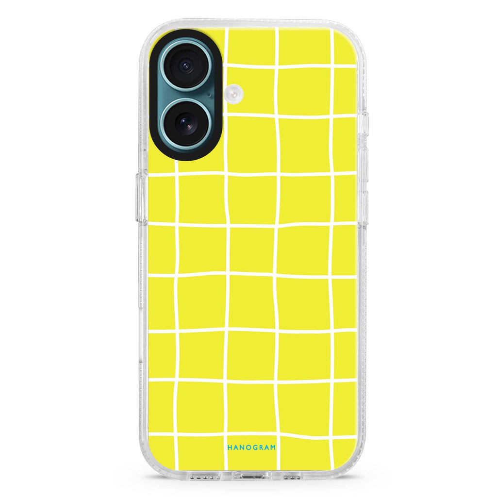 Yellow Checked Pattern MagSafe Compatible iPhone 16 Ultra Clear Case - Personalized and Stylish Protection