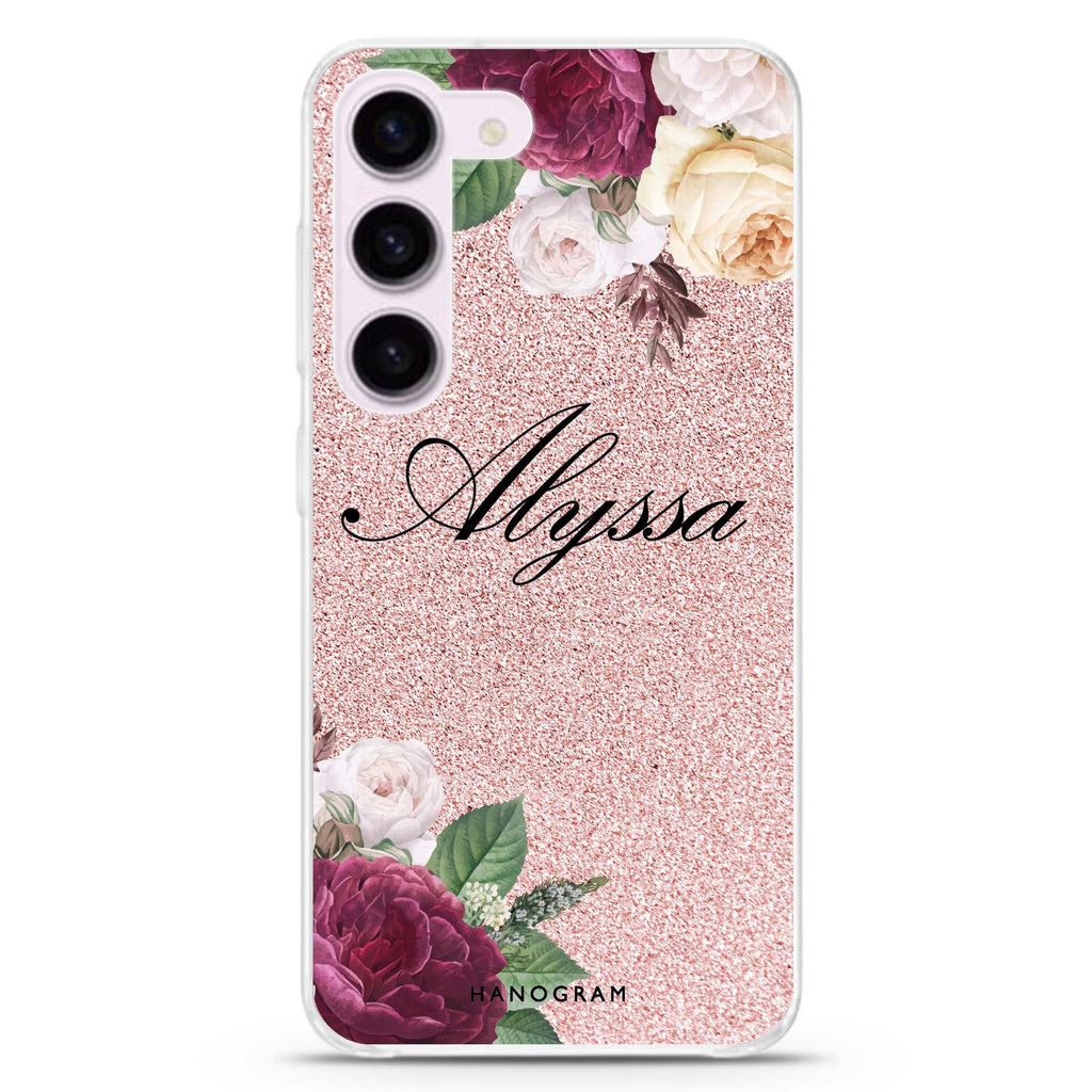 Glittering Floral Samsung Galaxy S23 Plus Case - Personalized and Stylish Protection