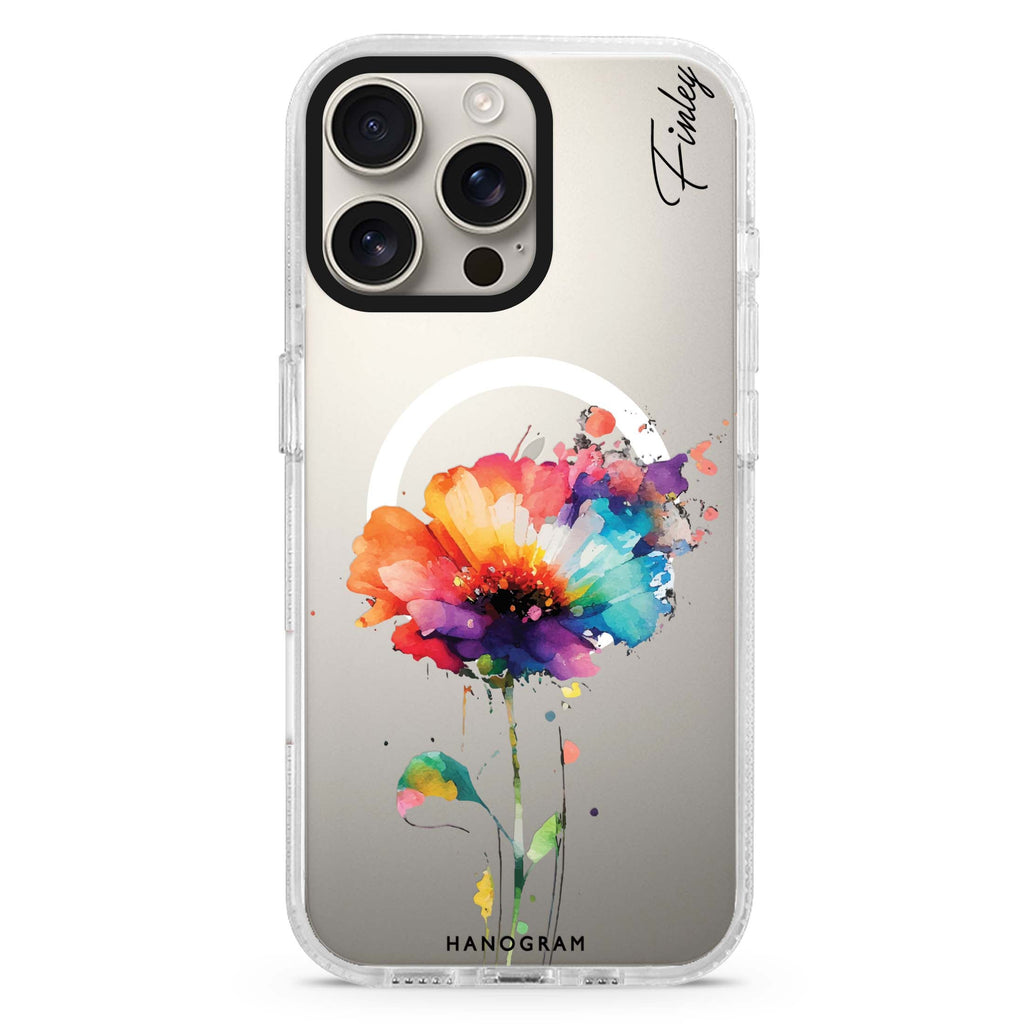 A Beautiful Watercolour Flower iPhone 14 Pro MagSafe Compatible Ultra Clear Case