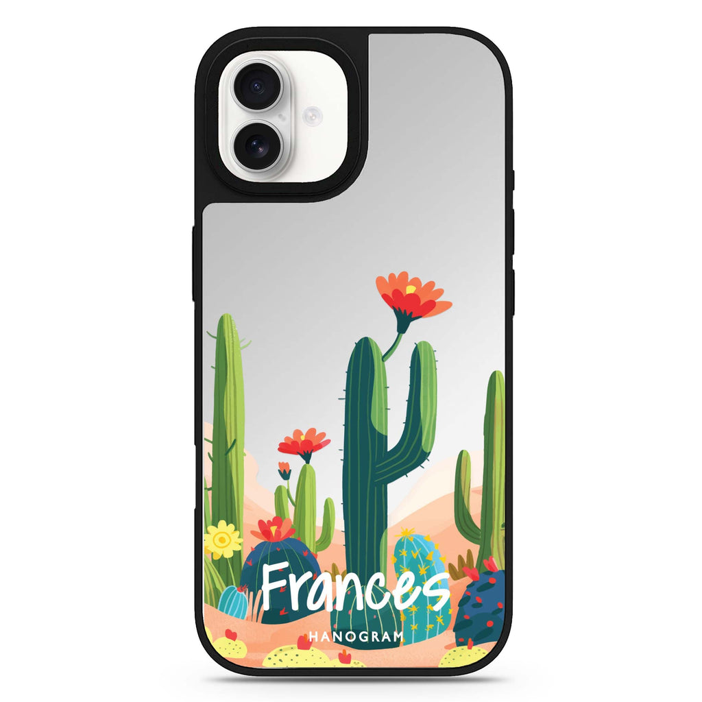 Reflective iPhone 16 Mirror Case – Desert Bloom Design