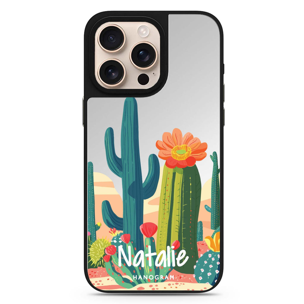 Reflective iPhone 16 Pro Mirror Case – Desert Oasis Design