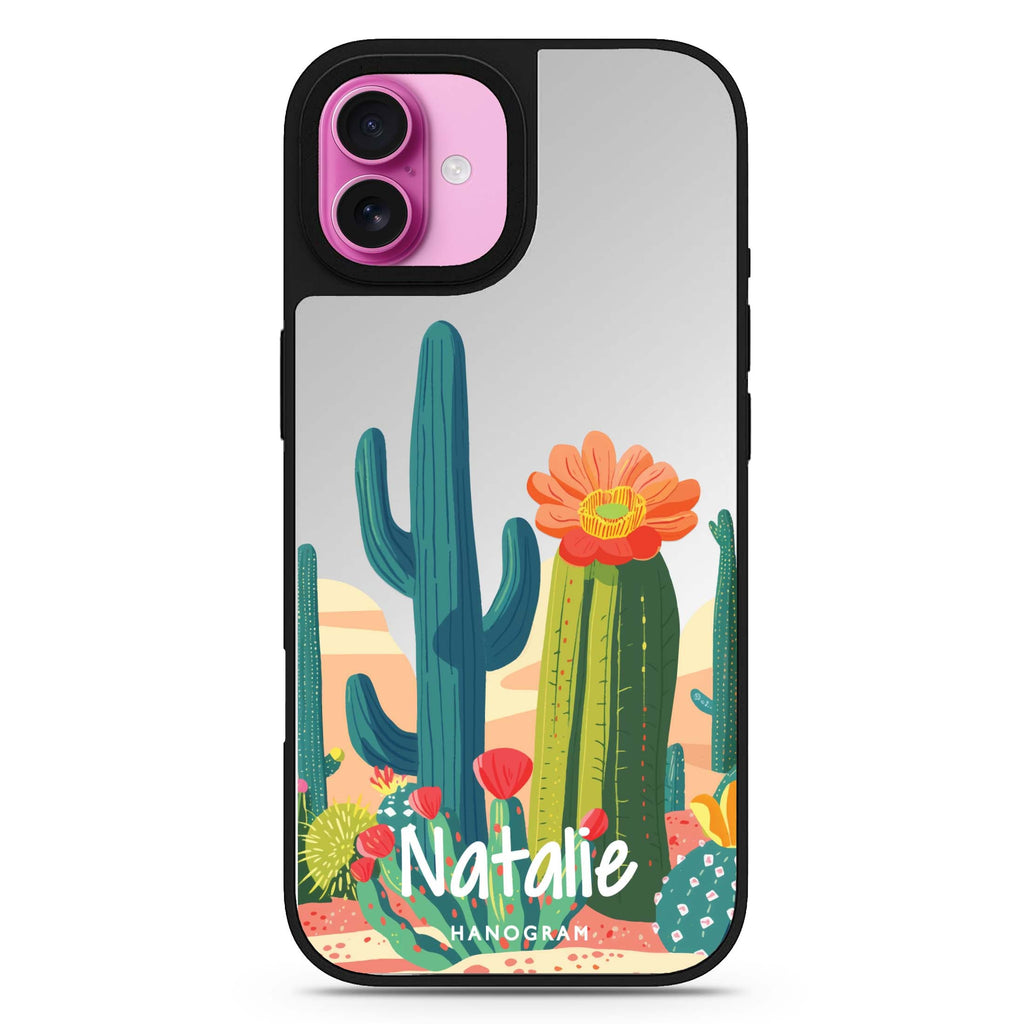 Reflective iPhone 16 Mirror Case – Desert Oasis Design
