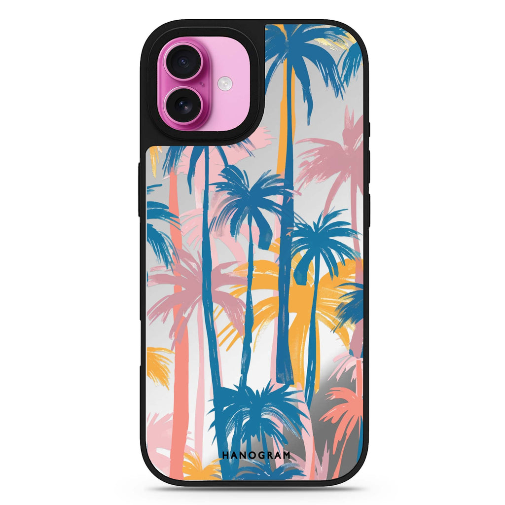 Reflective iPhone 16 Mirror Case – Palm Paradise Design
