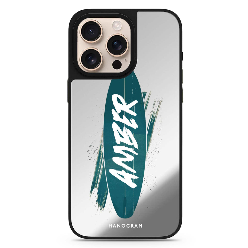 Reflective iPhone 16 Pro Mirror Case – Surf's Up Design