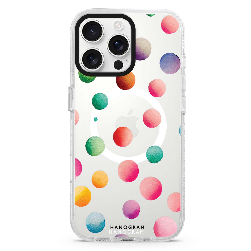 Watercolour Polka Dot iPhone 14 Pro MagSafe Compatible Ultra Clear Case
