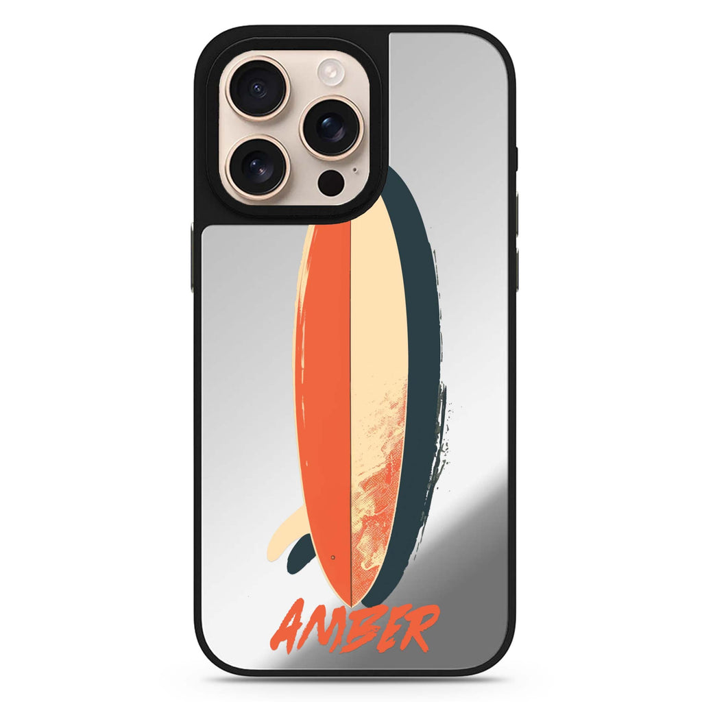 Reflective iPhone 16 Pro Mirror Case – Wave Rider Design