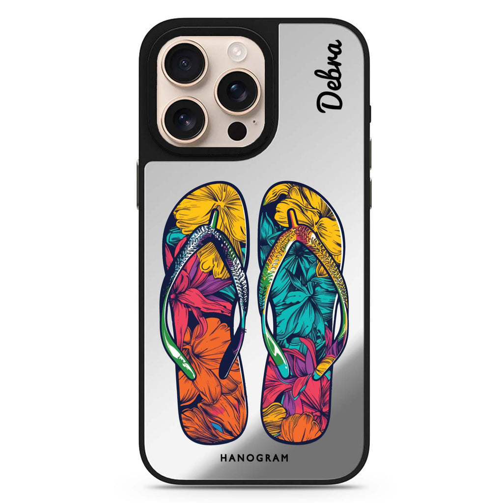 Reflective iPhone 16 Pro Mirror Case – Beach Walkers Design