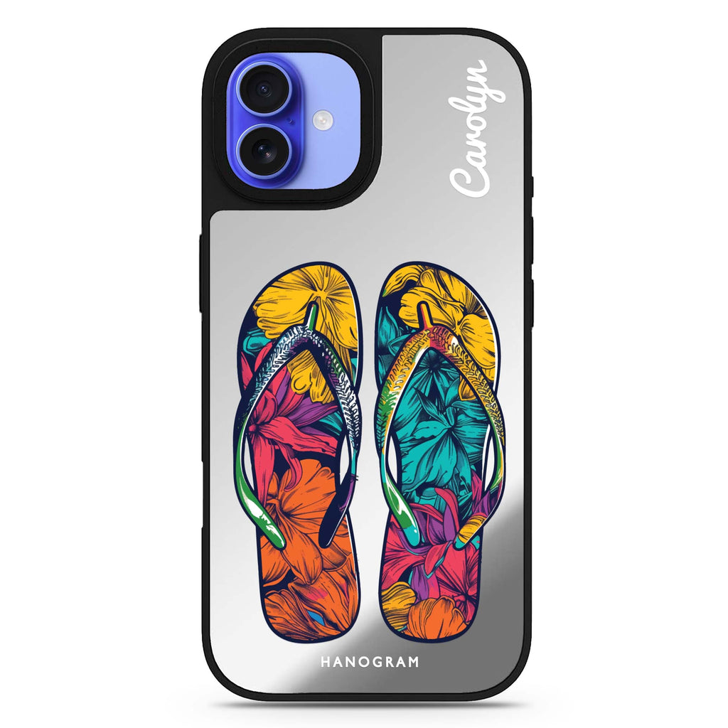 Reflective iPhone 16 Mirror Case – Beach Walkers Design