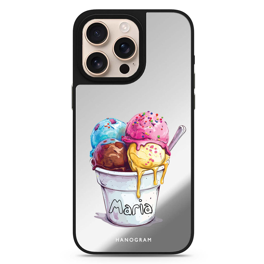 Reflective iPhone 16 Pro Mirror Case – Sweet Scoops Design