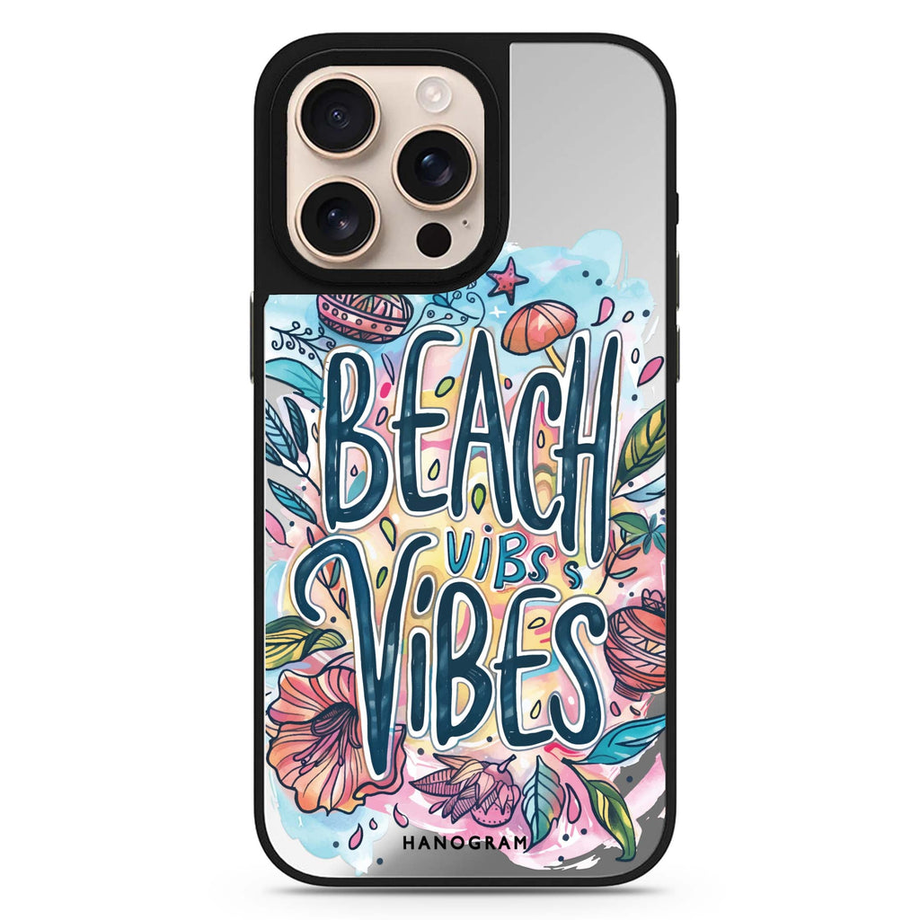 Reflective iPhone 16 Pro Mirror Case – Tropical Escape Design