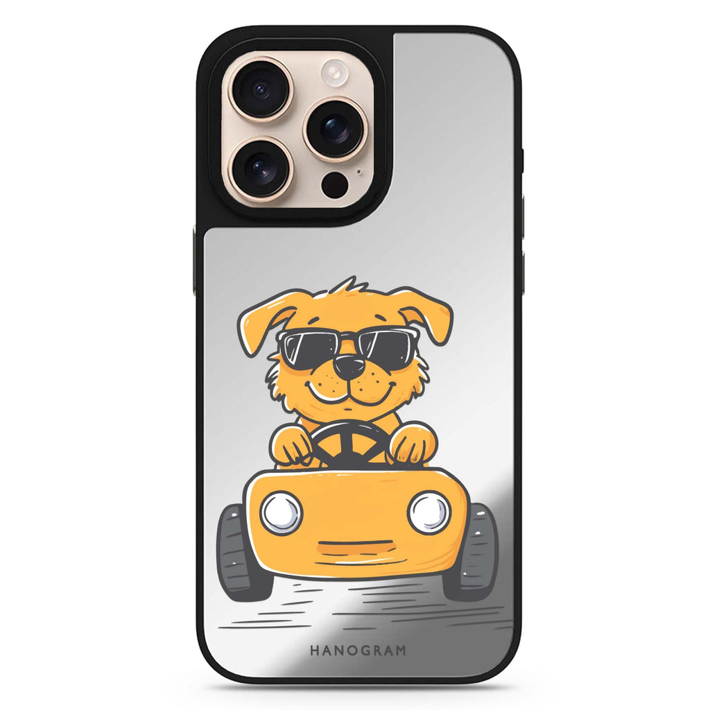 Reflective iPhone 16 Pro Mirror Case – Cool Pup Drive Design