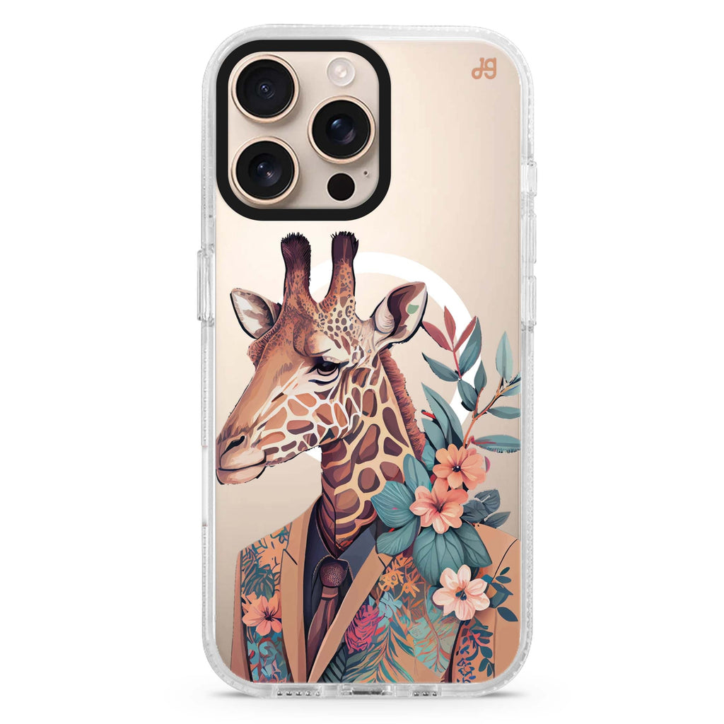 Giraffe & floral iPhone 15 Pro MagSafe Compatible Ultra Clear Case
