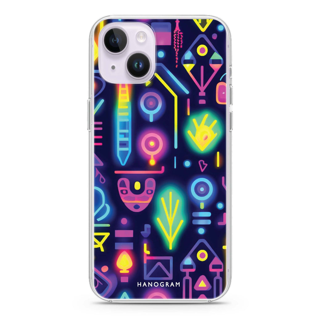 Neon Sparkle iPhone 14 Plus Ultra Clear Case