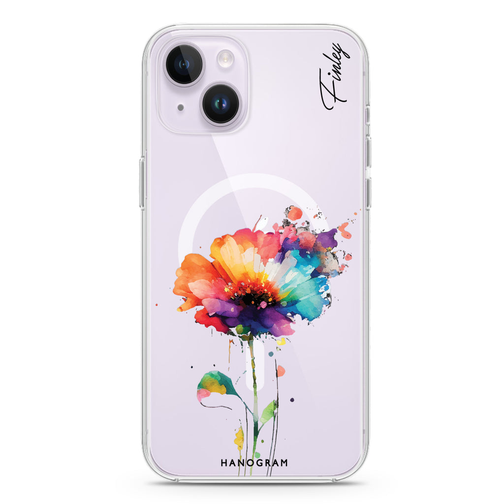 A Beautiful Watercolour Flower iPhone 13 MagSafe Compatible Ultra Clear Case