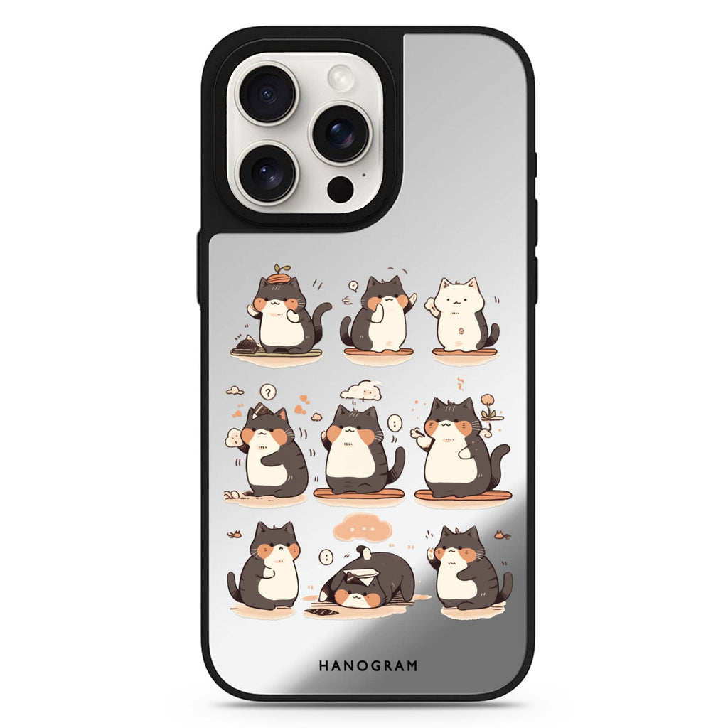 Reflective MagSafe Compatible iPhone 16 Mirror Case – Zen Meowster Design