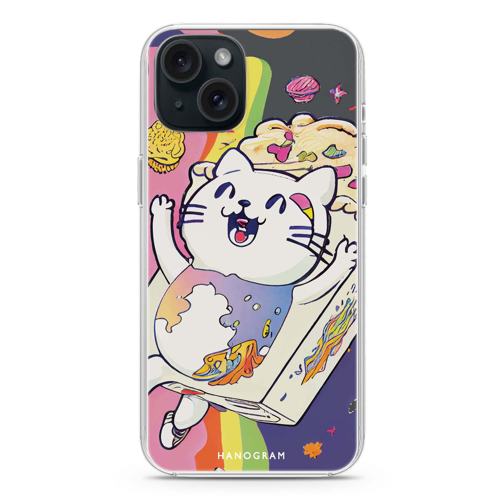 Rainbow Cat iPhone 15 plus Ultra Clear Case