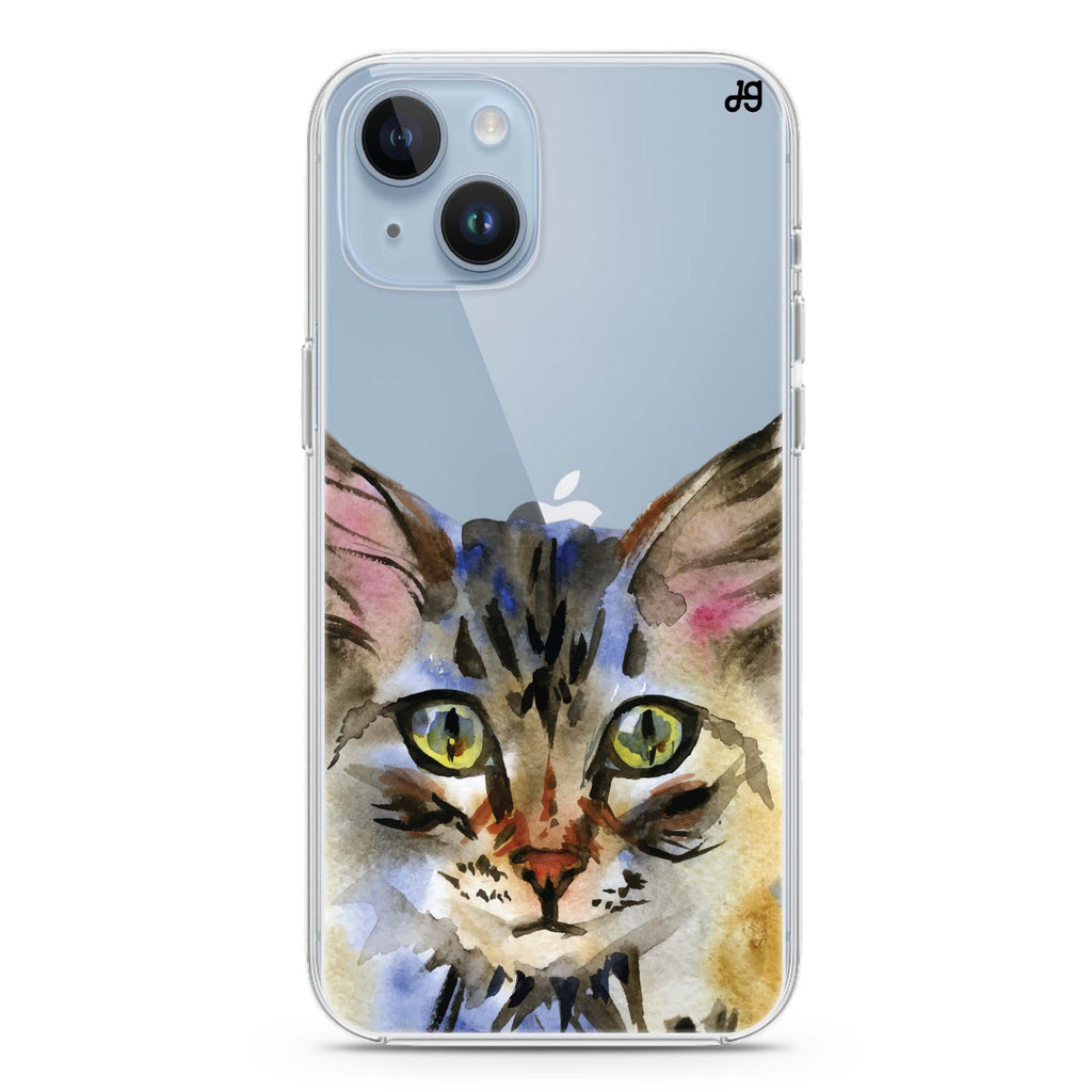 Watercolour Cat iPhone 14 Plus Ultra Clear Case