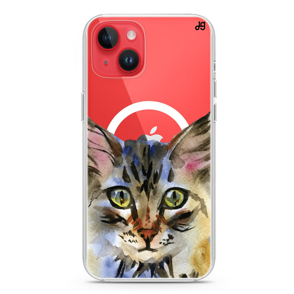 Watercolour Cat iPhone 13 MagSafe Compatible Ultra Clear Case