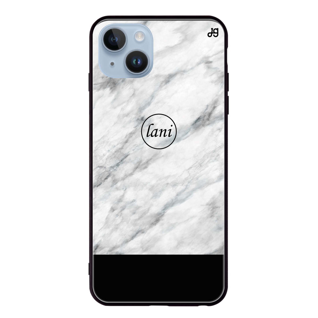 White Marble Transparent iPhone 14 Glass Case