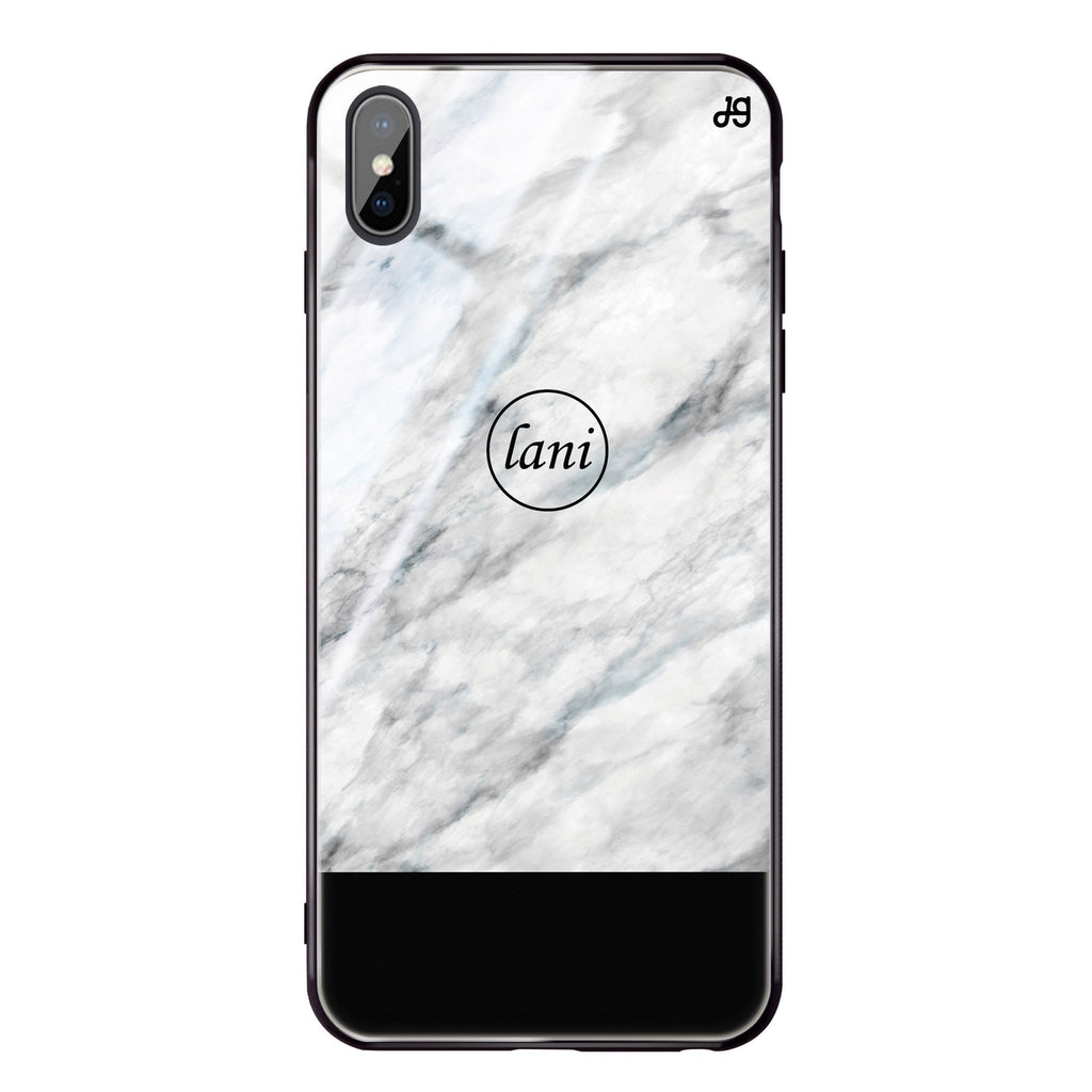 White Marble Transparent iPhone XS Glass Case