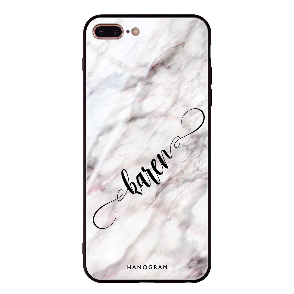 Cursive Name & Marble iPhone 7 Plus Glass Case