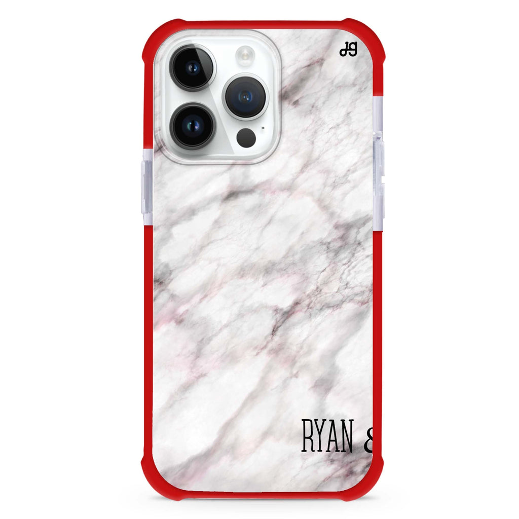 White Marble & Flower iPhone 12 Pro Max MagSafe Compatible Ultra Shockproof Case