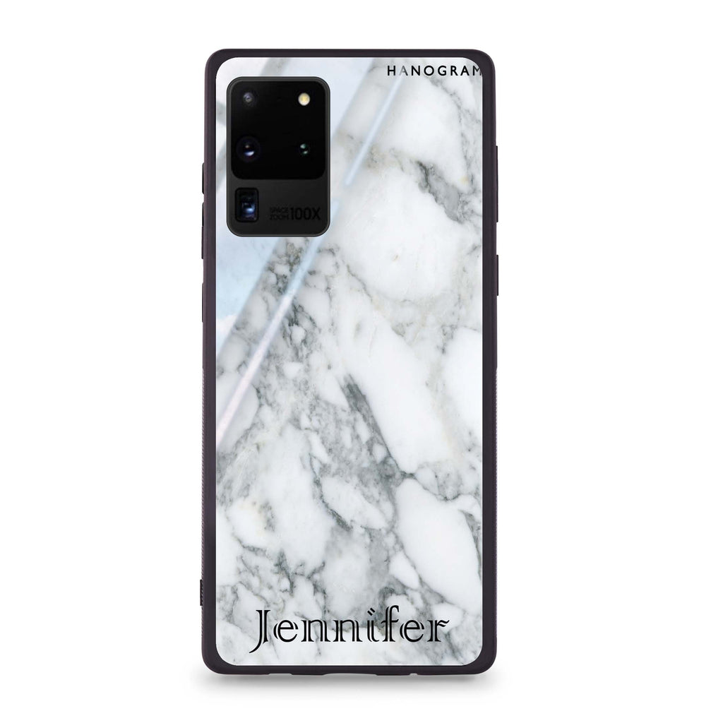 Powder Gray And White Marble II Samsung Glass Case