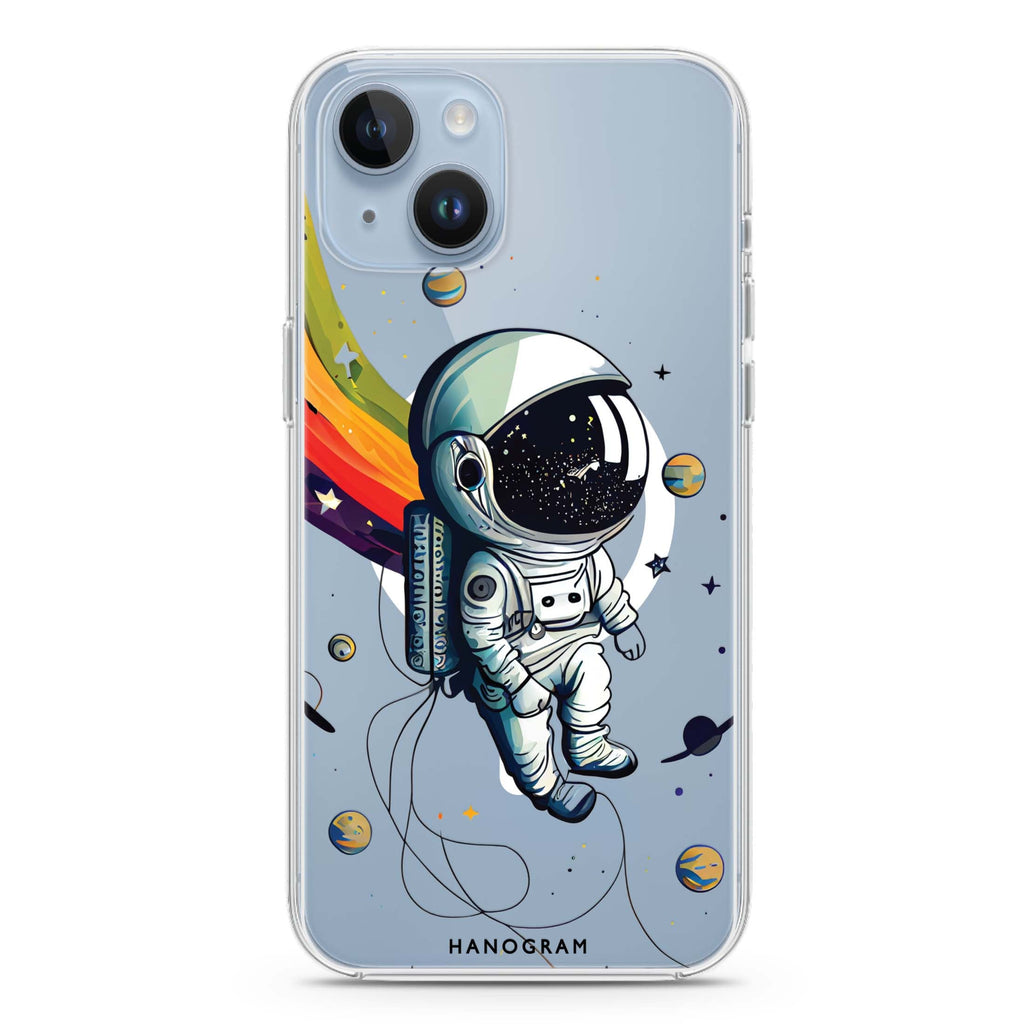 Astronaut in rainbow iPhone 13 MagSafe Compatible Ultra Clear Case