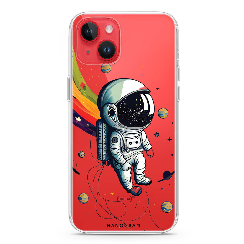 Astronaut in rainbow iPhone 14 Plus Ultra Clear Case