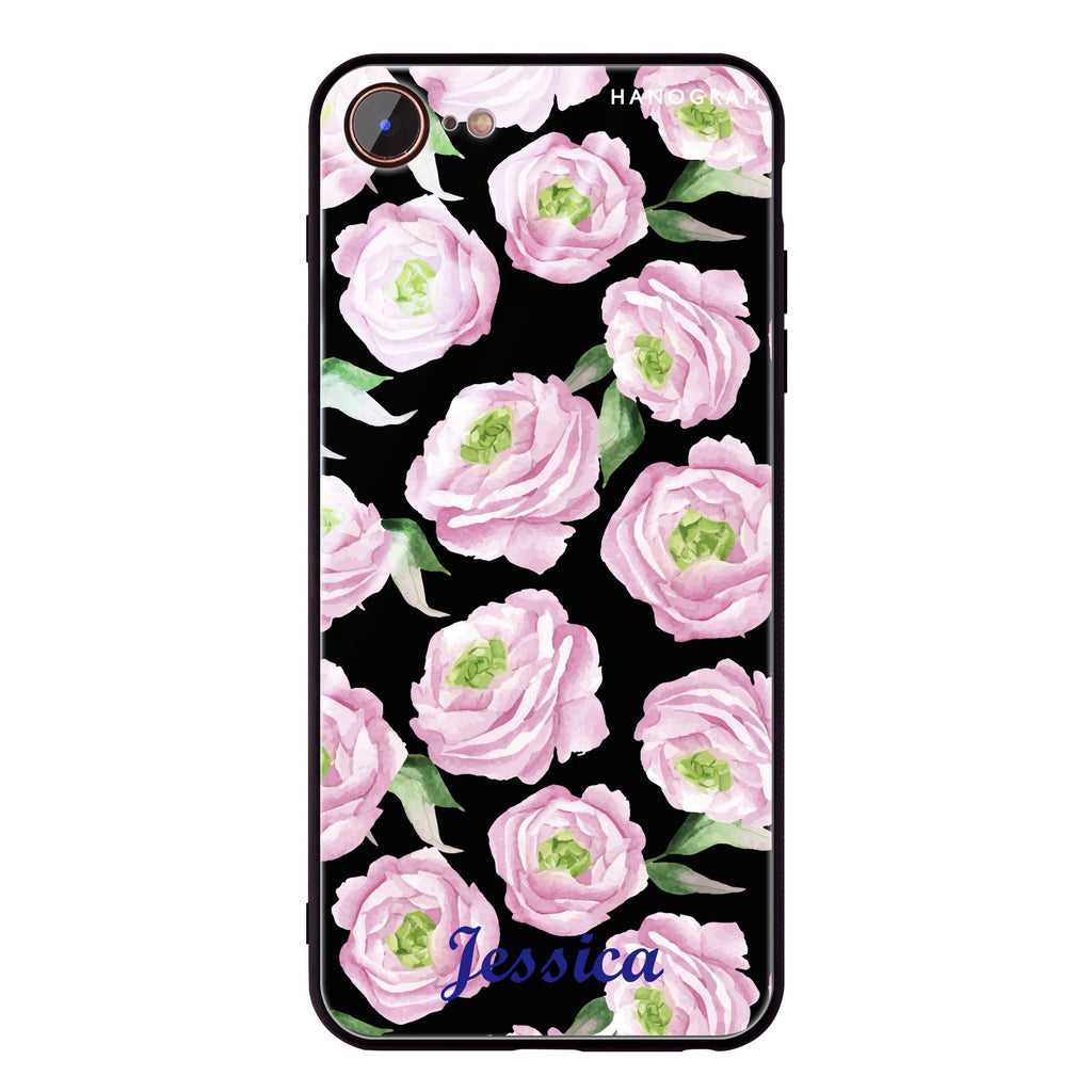 Watercolor pink floral iPhone 8 Glass Case