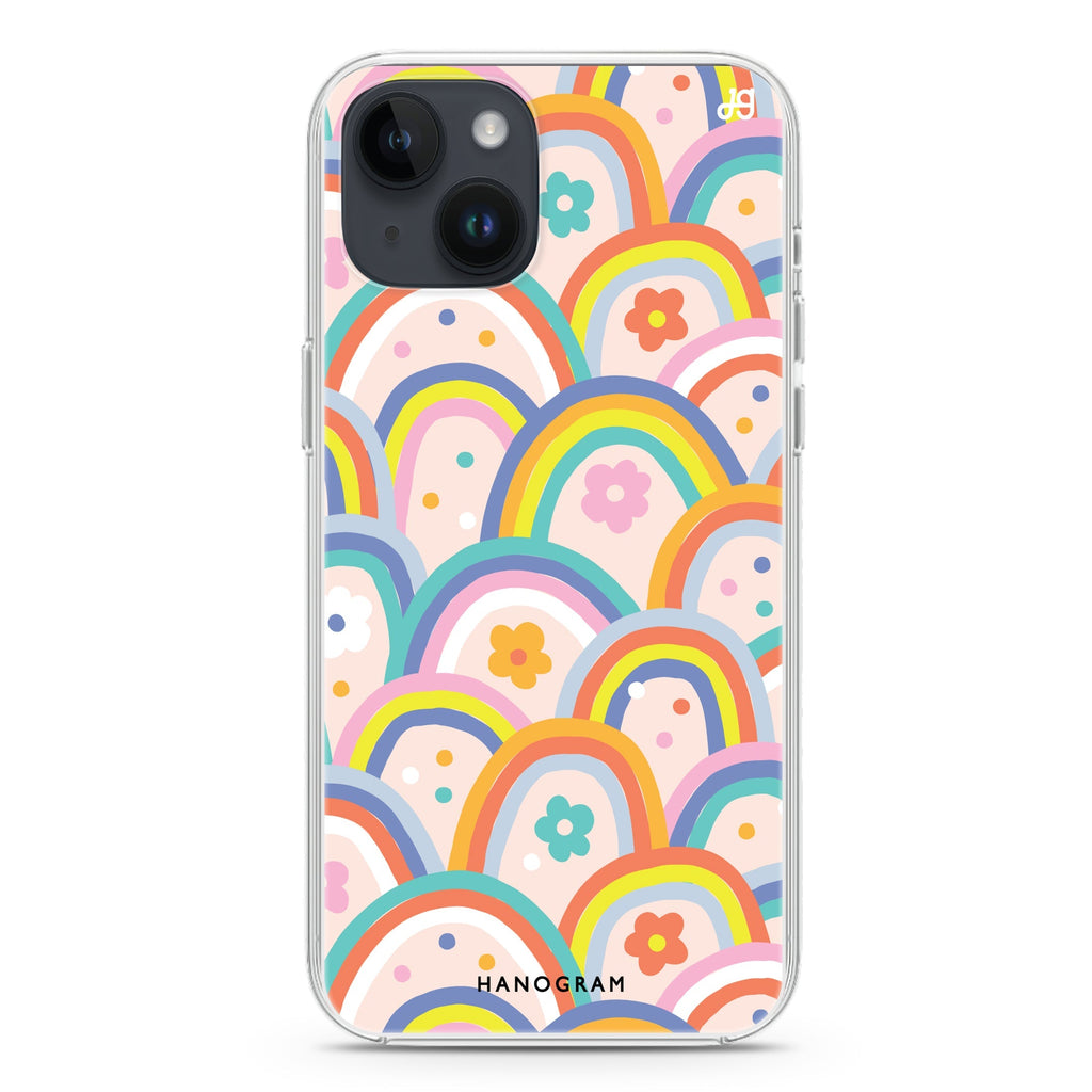 Colourful Rainbow Floral iPhone 13 MagSafe Compatible Ultra Clear Case