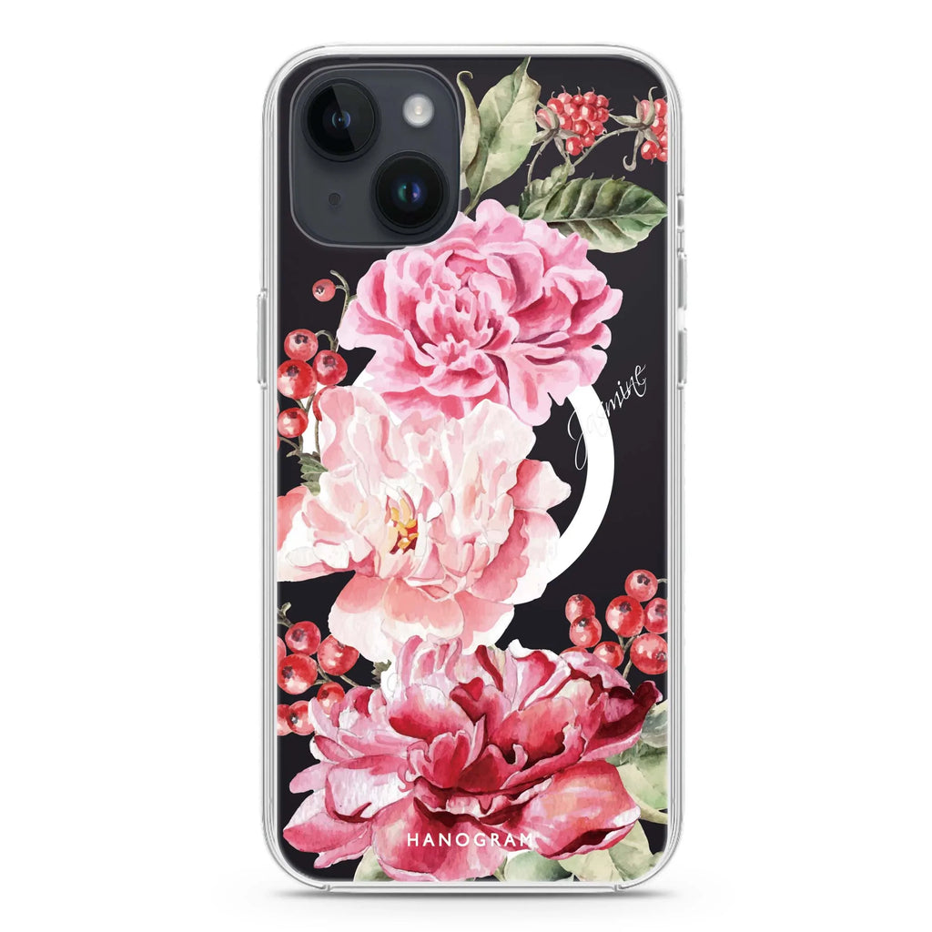 Pretty Watercolor Flowers iPhone 13 MagSafe Compatible Ultra Clear Case