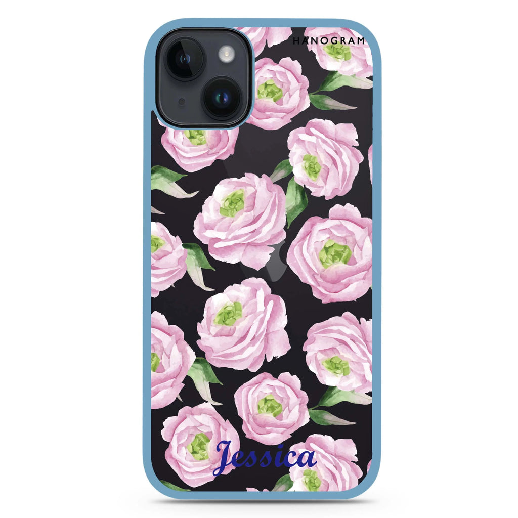 Watercolor pink floral iPhone 14 Plus Impact Guard Bumper Case