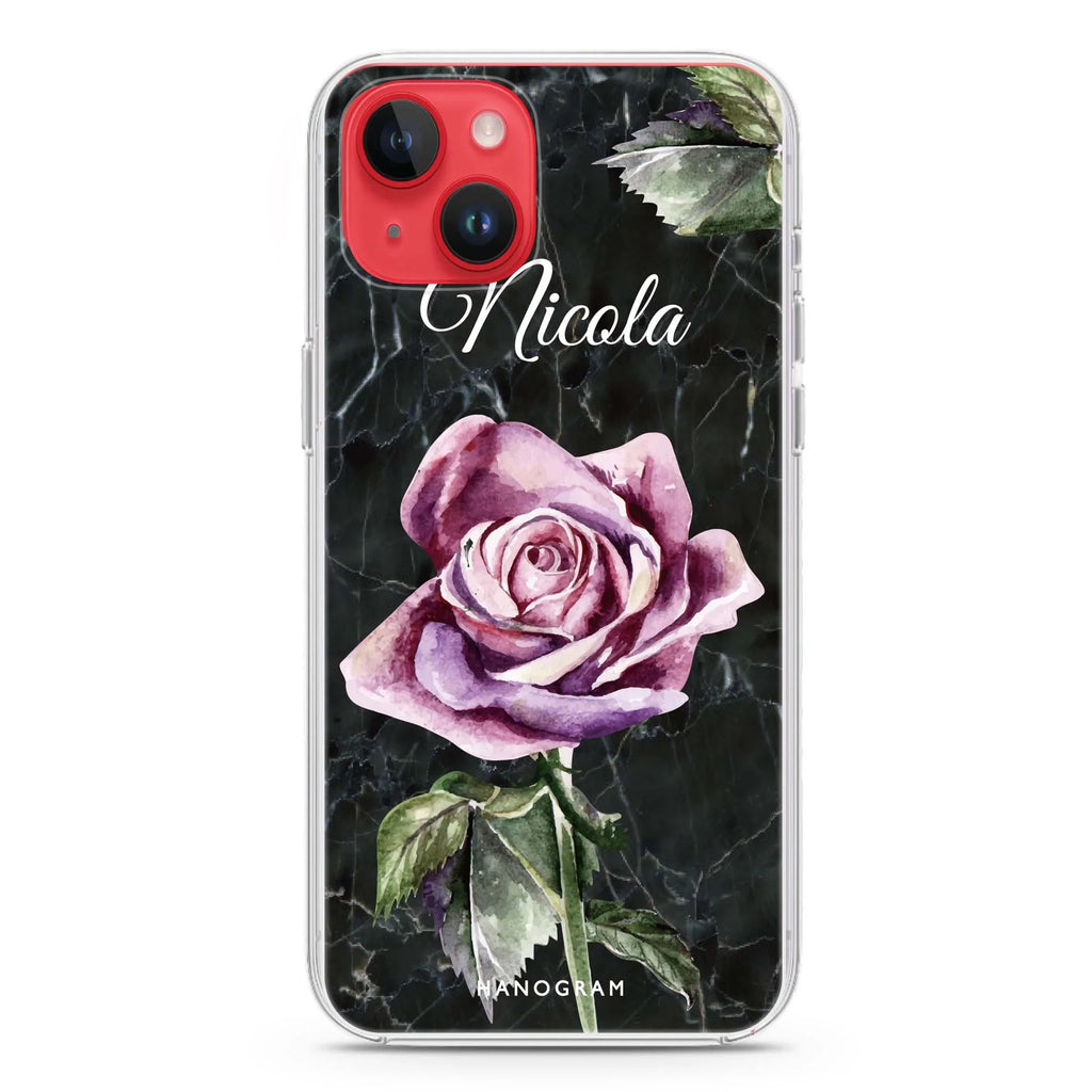 Black Marble Rose iPhone 13 MagSafe Compatible Ultra Clear Case