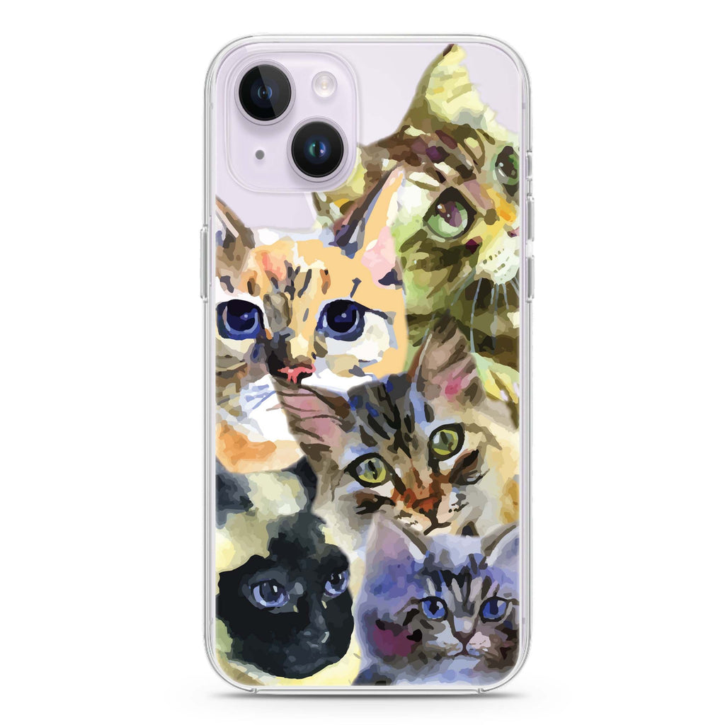 Watercolour Cat iPhone 14 Plus Ultra Clear Case