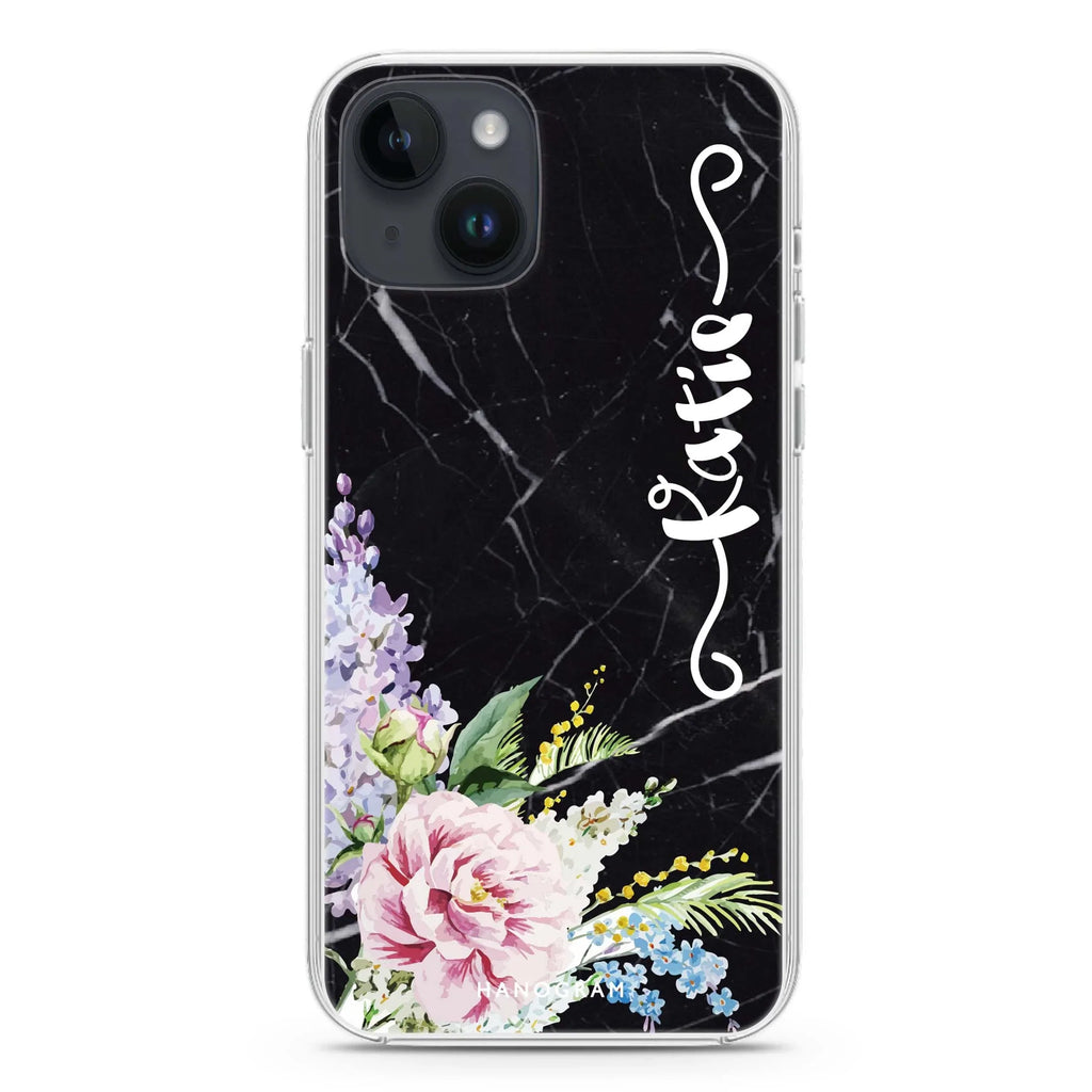 Floral & Black Marble iPhone 13 MagSafe Compatible Ultra Clear Case