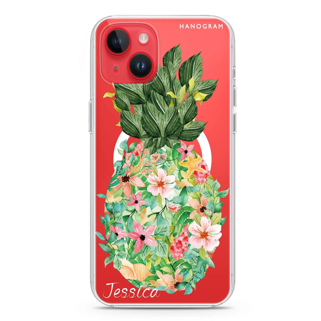 Floral Pineapple iPhone 13 MagSafe Compatible Ultra Clear Case