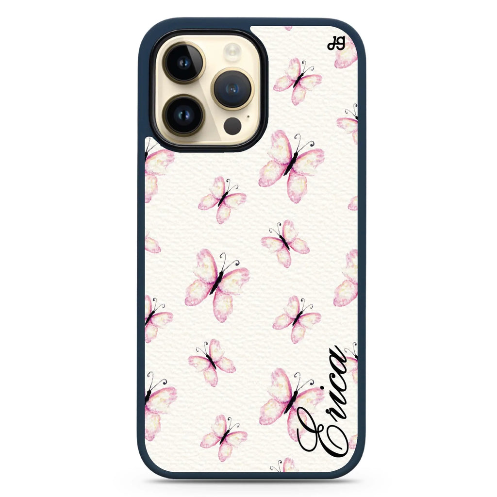 Vintage Butterfly iPhone 14 Pro Max MagSafe Compatible Impact Guard Bumper Case