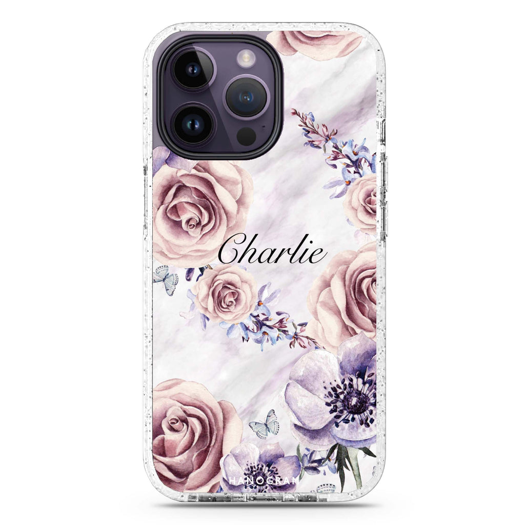 White Marble & Flower iPhone 14 Pro Max MagSafe Compatible Durashock Case