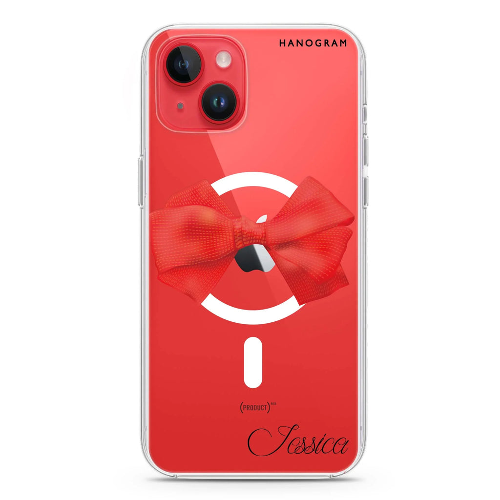 Red Bow iPhone 13 MagSafe Compatible Ultra Clear Case