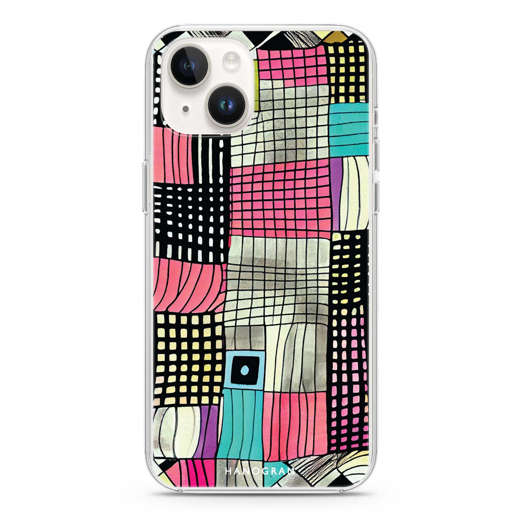 Abstract Checked Pattern iPhone 13 MagSafe Compatible Ultra Clear Case