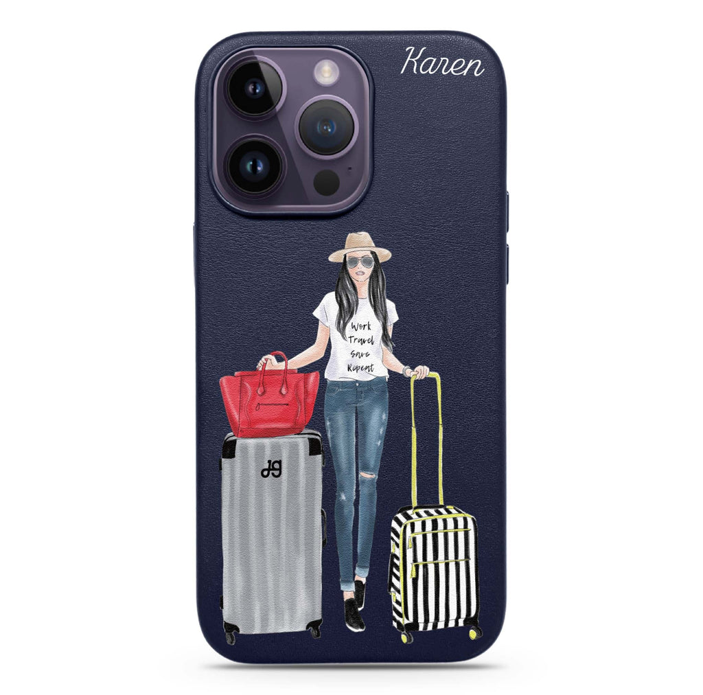 Travel girl I MagSafe Leather Case
